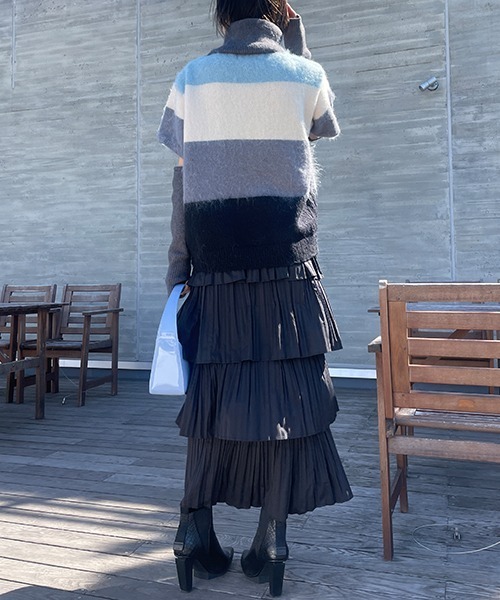 SEN TOKYO（セントーキョー）の「ふわり、たっぷりフレア。ティアードフリルロングスカート（スカート・レディース・ホワイト/ブラック・FREE）」の13枚目の写真