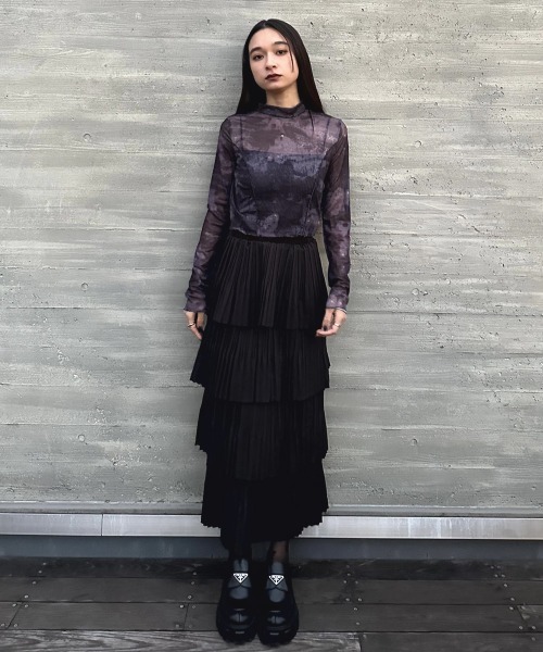 SHE TOKYO ブラック フレアスカート ティアード SHE TOKYO ブラック フレアスカート ティアード