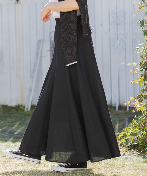 URBAN RESEARCH Sonny Label（アーバンリサーチサニーレーベル）の「『UR TECH 高機能リネン』リネン混マーメイドフレアスカート（スカート・レディース・ブラック/グリーン/ブルー・38/36）」の5枚目の写真