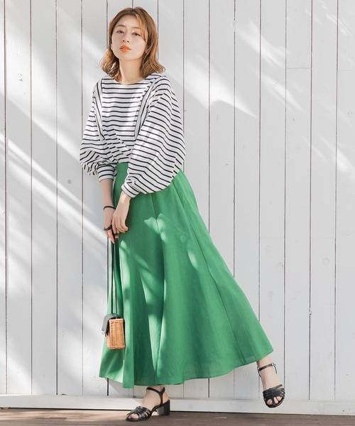 URBAN RESEARCH Sonny Label（アーバンリサーチサニーレーベル）の「『UR TECH 高機能リネン』リネン混マーメイドフレアスカート（スカート・レディース・ブラック/グリーン/ブルー・38/36）」の19枚目の写真