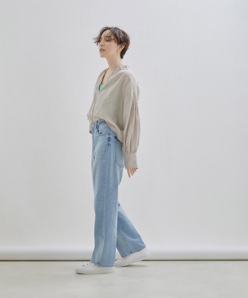 タグ付未使用　サロン　アダムエ　ロペ　ノルマンディリネンオーバーシャツ　麻　F SALON adam et rope'｜リネンオーバーシャツ[GENTLE LINEN