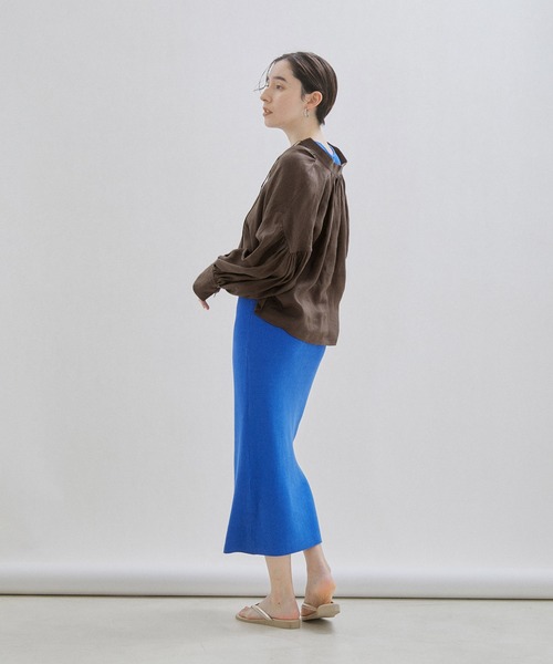 SALON adam et rope'（サロン アダム エ ロペ）の「【洗える】ノルマンディリネンクロップドギャザーブラウス/麻（シャツ/ブラウス・レディース・ピンク/グレー系その他/ダークブラウン/ホワイト・FREE）」の16枚目の写真