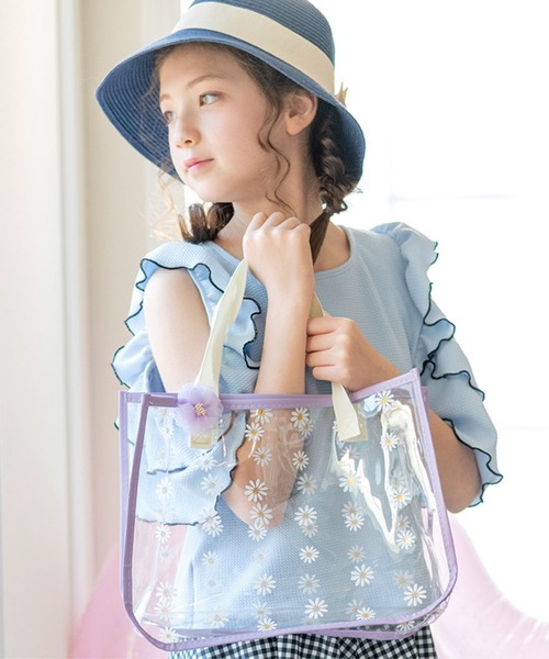 Catherine Cottage(キャサリンコテージ)の「お花プリントプールバッグ&ヘアクリップセット(スイムグッズ・キッズ・サックスブルー/アイボリー/ピンク/ライラック・FREE)」の3枚目の写真