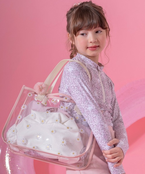 Catherine Cottage(キャサリンコテージ)の「お花プリントプールバッグ&ヘアクリップセット(スイムグッズ・キッズ・サックスブルー/アイボリー/ピンク/ライラック・FREE)」の4枚目の写真