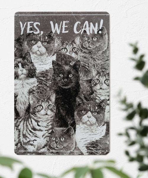 セール】猫デザイン アンティーク調 壁掛け レトロサイン（ポスター