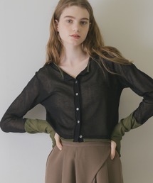 idem | bicolor sheer knit cardigan/バイカラーシアーカーディガン(カーディガン/ボレロ)