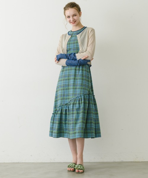 idem（イデム）の「bicolor sheer knit cardigan/バイカラーシアーカーディガン（カーディガン/ボレロ・レディース・アイボリー/ブラック/ピンク・FREE）」の8枚目の写真