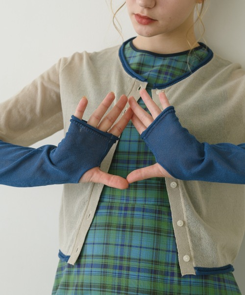 idem（イデム）の「bicolor sheer knit cardigan/バイカラーシアーカーディガン（カーディガン/ボレロ・レディース・アイボリー/ブラック/ピンク・FREE）」の15枚目の写真