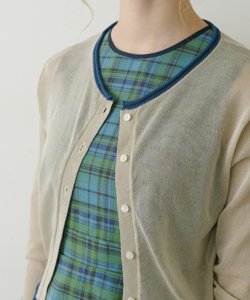 idem（イデム）の「bicolor sheer knit cardigan/バイカラー