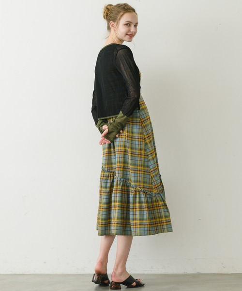 idem（イデム）の「bicolor sheer knit cardigan/バイカラー