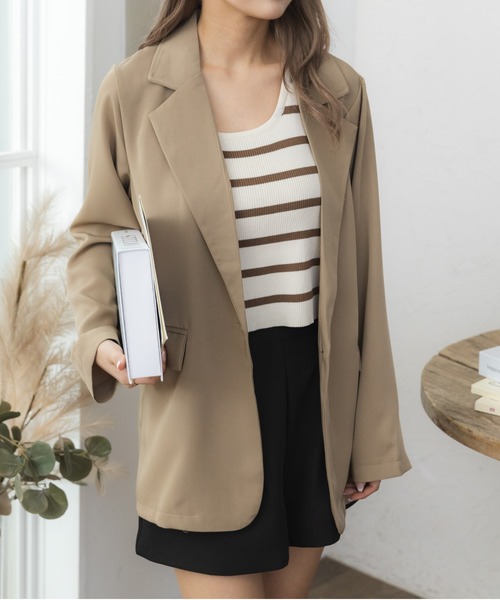 Ada.（エイダ）の「【オーバーサイズジャケット】キレイめサイズの美シルエット  テーラードジャケット（テーラードジャケット・レディース・ベージュ/ホワイト/ブラック/グレー系/グリーン/グレー・FREE）」の9枚目の写真