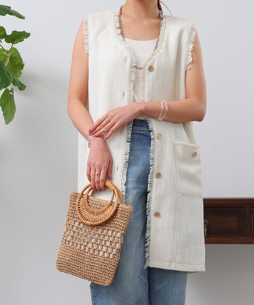 Chez toi（シェトワ）の「ツイードミドル丈ジレコート（その他アウター・レディース・オフホワイト/ブルー/ブラック・FREE）」の20枚目の写真