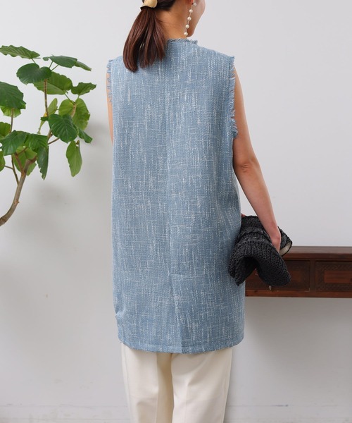 Chez toi（シェトワ）の「ツイードミドル丈ジレコート（その他アウター・レディース・オフホワイト/ブルー/ブラック・FREE）」の18枚目の写真