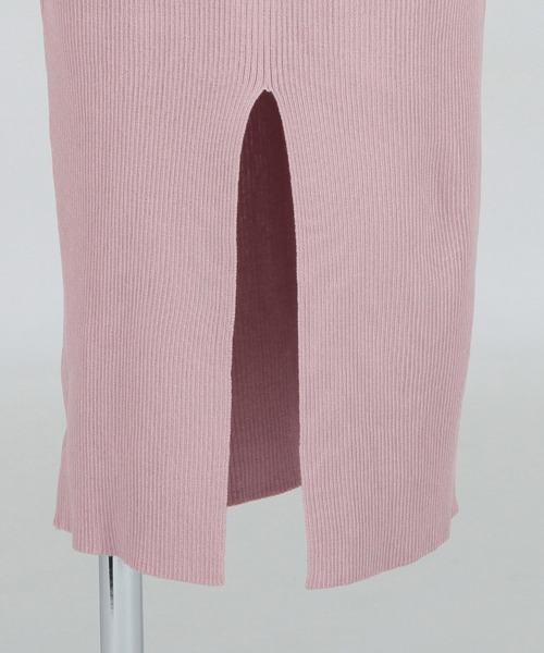 Julia Boutique（ジュリアブティック）の「スクエアネックロングタイトリブニットワンピース/23101（ワンピース・レディース・ピンク/ベージュ/ミント/ブラック・ONE）」の7枚目の写真