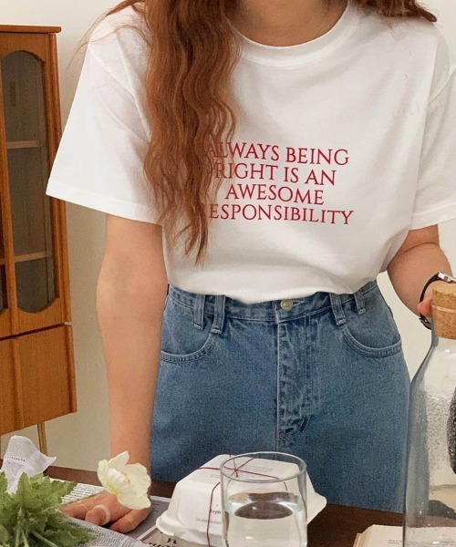 Dalfwin(ダールフィン)の「韓国ファッション ALWAYSロゴ半袖Tシャツ(Tシャツ/カットソー・レディース・ネイビー/アイボリー/ピンク・FREE)」の8枚目の写真