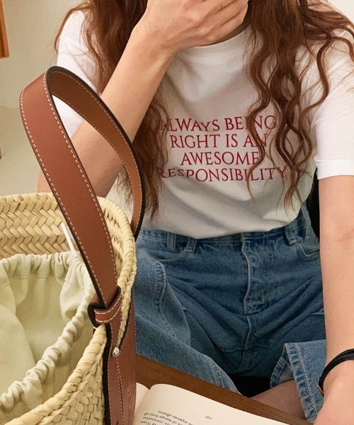 Dalfwin(ダールフィン)の「韓国ファッション ALWAYSロゴ半袖Tシャツ(Tシャツ/カットソー・レディース・ネイビー/アイボリー/ピンク・FREE)」の4枚目の写真