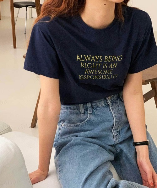 Dalfwin(ダールフィン)の「韓国ファッション ALWAYSロゴ半袖Tシャツ(Tシャツ/カットソー・レディース・ネイビー/アイボリー/ピンク・FREE)」の17枚目の写真