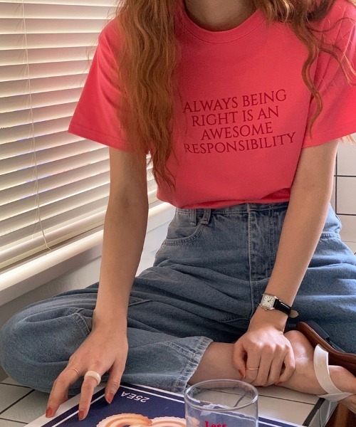 Dalfwin(ダールフィン)の「韓国ファッション ALWAYSロゴ半袖Tシャツ(Tシャツ/カットソー・レディース・ネイビー/アイボリー/ピンク・FREE)」の7枚目の写真