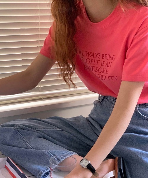 Dalfwin(ダールフィン)の「韓国ファッション ALWAYSロゴ半袖Tシャツ(Tシャツ/カットソー・レディース・ネイビー/アイボリー/ピンク・FREE)」の20枚目の写真