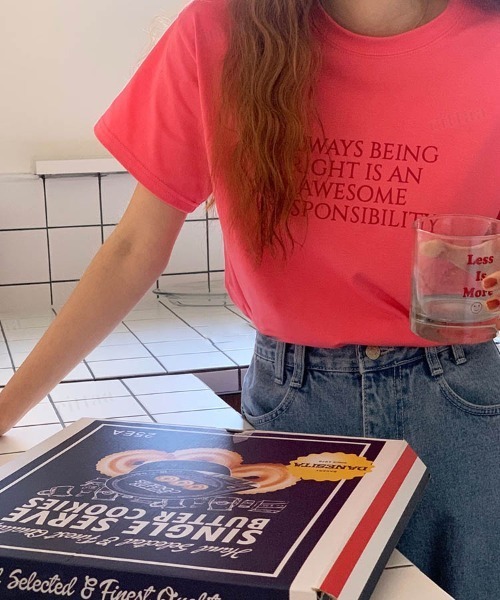 Dalfwin(ダールフィン)の「韓国ファッション ALWAYSロゴ半袖Tシャツ(Tシャツ/カットソー・レディース・ネイビー/アイボリー/ピンク・FREE)」の5枚目の写真