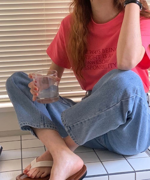 Dalfwin(ダールフィン)の「韓国ファッション ALWAYSロゴ半袖Tシャツ(Tシャツ/カットソー・レディース・ネイビー/アイボリー/ピンク・FREE)」の12枚目の写真