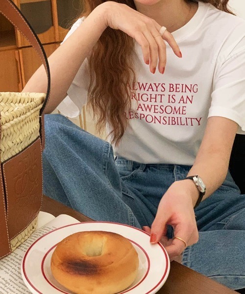Dalfwin(ダールフィン)の「韓国ファッション ALWAYSロゴ半袖Tシャツ(Tシャツ/カットソー・レディース・ネイビー/アイボリー/ピンク・FREE)」の15枚目の写真