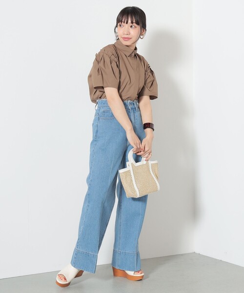 BEAMS HEART（ビームスハート）の「肩タック ショートスリーブシャツ（シャツ/ブラウス・レディース・オフホワイト/ブラック/ベージュ・FREE）」の21枚目の写真