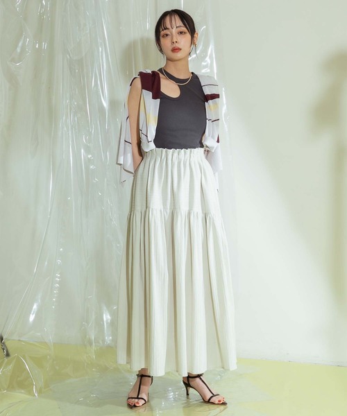 Eimee Law（エイミーロウ）の「カットアウトアメスリタンフ（タンクトップ・レディース・チャコールグレー/グレー/オフホワイト・38）」の4枚目の写真