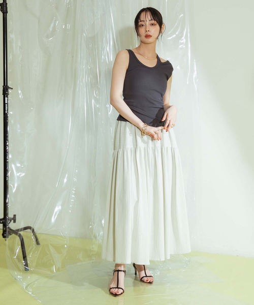 Eimee Law（エイミーロウ）の「カットアウトアメスリタンフ（タンクトップ・レディース・チャコールグレー/グレー/オフホワイト・38）」の20枚目の写真