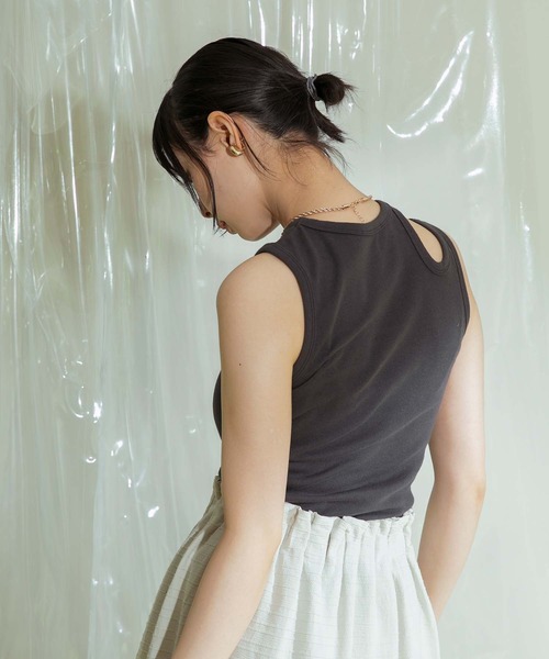 Eimee Law（エイミーロウ）の「カットアウトアメスリタンフ（タンクトップ・レディース・チャコールグレー/グレー/オフホワイト・38）」の21枚目の写真
