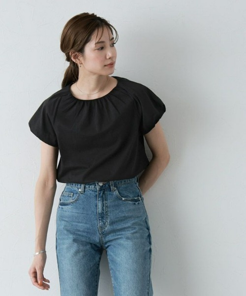 Pierrot(ピエロ)の「フレンチパフスリーブTシャツ(Tシャツ/カットソー・レディース・ライトグレー/ブラック/ブルー系その他/ラベンダー/オフホワイト・M/L)」の7枚目の写真