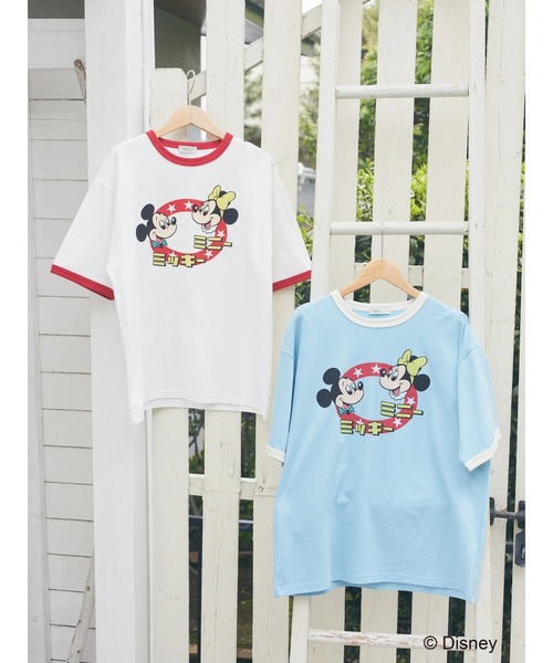 earth music&ecology(アースミュージックアンドエコロジー)の「リンガーTee/Mickey&Minnie(Tシャツ/カットソー・レディース・オフホワイト/サックスブルー・FREE)」の17枚目の写真