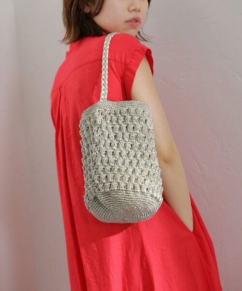 La TOTALITE(ラトータリテ)の「【BAGMATI/バグマティ】クロシェBAG(トートバッグ・レディース・ブラック/ガンメタ・FREE)」の2枚目の写真