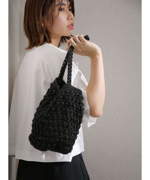 La TOTALITE(ラトータリテ)の「【BAGMATI/バグマティ】クロシェBAG(トートバッグ・レディース・ブラック/ガンメタ・FREE)」の6枚目の写真