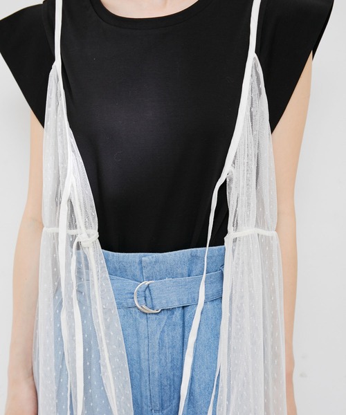 VIS（ビス）の「【前後2WAY】ミニドットチュールキャミワンピース（ワンピース・レディース・ブラック/ホワイト・FREE）」の7枚目の写真