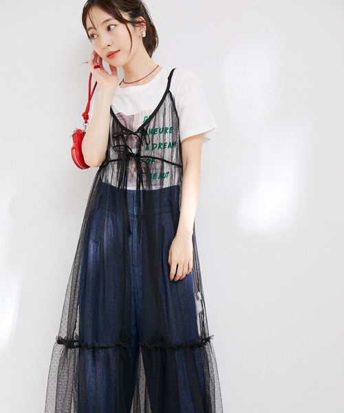 VIS（ビス）の「【前後2WAY】ミニドットチュールキャミワンピース（ワンピース・レディース・ブラック/ホワイト・FREE）」の8枚目の写真