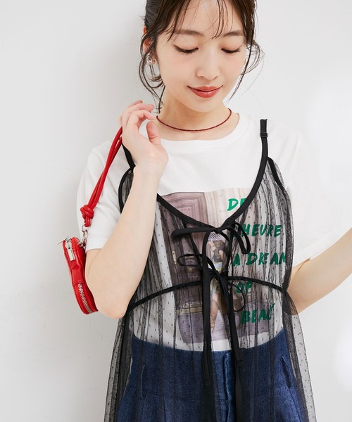 VIS（ビス）の「【前後2WAY】ミニドットチュールキャミワンピース（ワンピース・レディース・ブラック/ホワイト・FREE）」の5枚目の写真