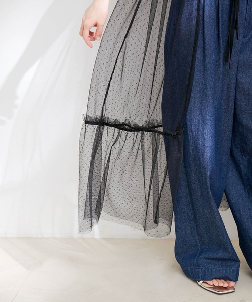 VIS（ビス）の「【前後2WAY】ミニドットチュールキャミワンピース（ワンピース・レディース・ブラック/ホワイト・FREE）」の11枚目の写真