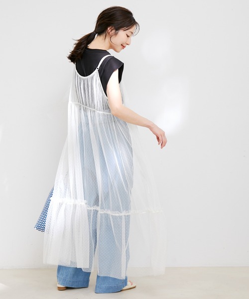 VIS（ビス）の「【前後2WAY】ミニドットチュールキャミワンピース（ワンピース・レディース・ブラック/ホワイト・FREE）」の9枚目の写真