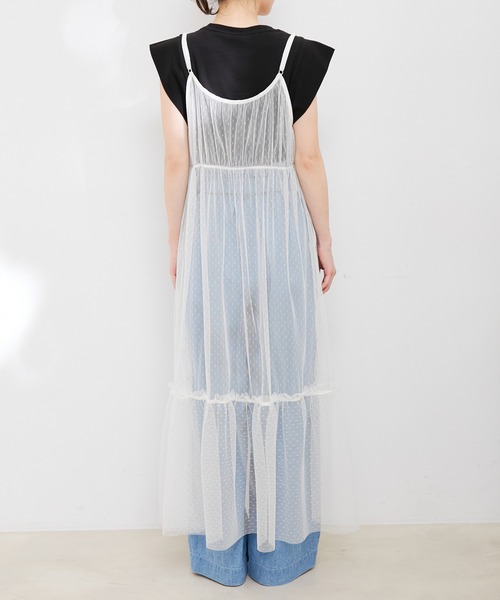 VIS（ビス）の「【前後2WAY】ミニドットチュールキャミワンピース（ワンピース・レディース・ブラック/ホワイト・FREE）」の21枚目の写真