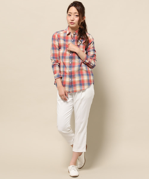 SOFFITTO（ソフィット）の「Soffitto /  先染めチェック　ベーシックシャツ（シャツ/ブラウス・レディース・ブラウン系その他/レッド系その他・FREE）」の13枚目の写真