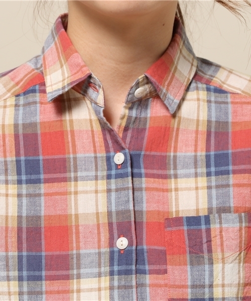 SOFFITTO（ソフィット）の「Soffitto /  先染めチェック　ベーシックシャツ（シャツ/ブラウス・レディース・ブラウン系その他/レッド系その他・FREE）」の5枚目の写真