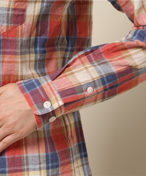 SOFFITTO（ソフィット）の「Soffitto /  先染めチェック　ベーシックシャツ（シャツ/ブラウス・レディース・ブラウン系その他/レッド系その他・FREE）」の6枚目の写真