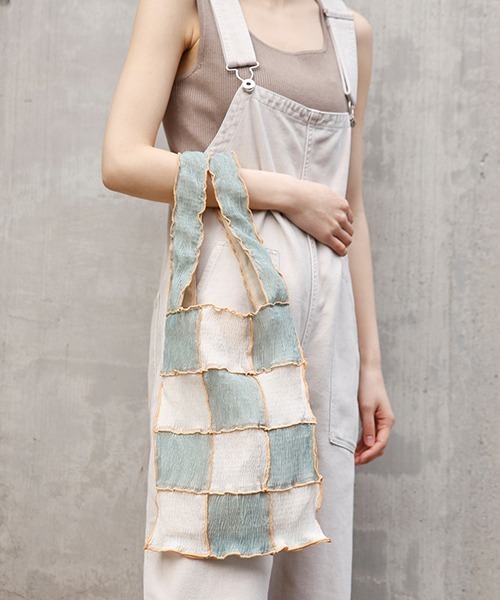 CONTROL FREAK / CTFK（コントロールフリーク）の「CONTROL FREAK(コントロールフリーク)シアーパッチメロウショッパー（トートバッグ・レディース・ベージュ/グリーン・FREE）」の2枚目の写真