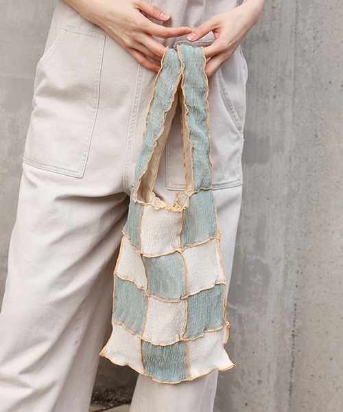 CONTROL FREAK / CTFK（コントロールフリーク）の「CONTROL FREAK(コントロールフリーク)シアーパッチメロウショッパー（トートバッグ・レディース・ベージュ/グリーン・FREE）」の4枚目の写真