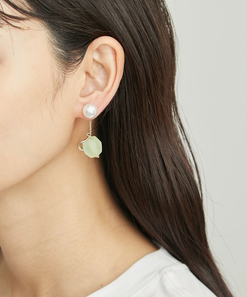 ROPE' PICNIC(ロペピクニック)の「Recycle glass パールキャッチチェーンピアス(ピアス(両耳用)・レディース・イエロー系その他/ブルー系その他4・FREE)」の1枚目の写真