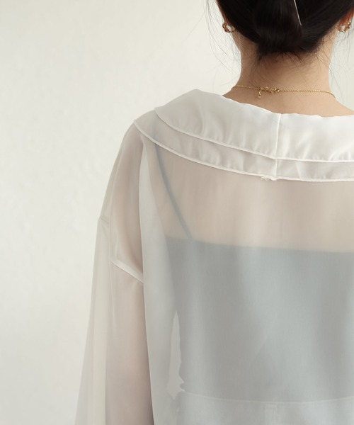 MAISON DE THERESE(メゾン ド テレーズ)の「長袖日焼け止めショートストールシフォン(ストール/ショール・レディース・ホワイト/アイボリー・M)」の4枚目の写真