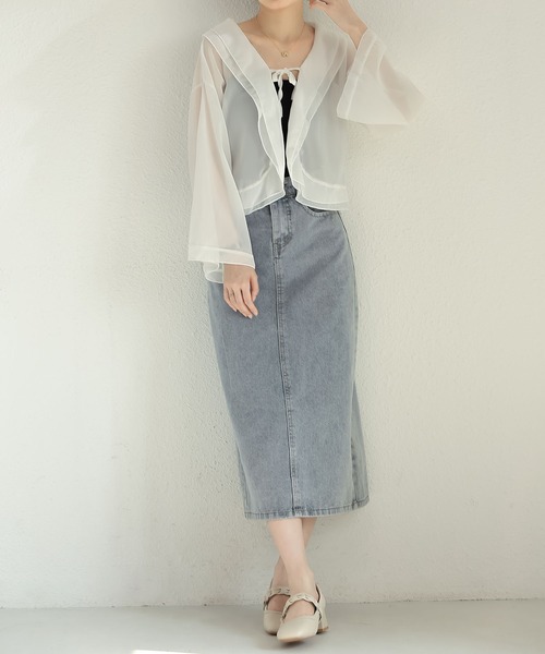 MAISON DE THERESE(メゾン ド テレーズ)の「長袖日焼け止めショートストールシフォン(ストール/ショール・レディース・ホワイト/アイボリー・M)」の13枚目の写真