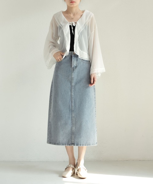 MAISON DE THERESE(メゾン ド テレーズ)の「長袖日焼け止めショートストールシフォン(ストール/ショール・レディース・ホワイト/アイボリー・M)」の9枚目の写真