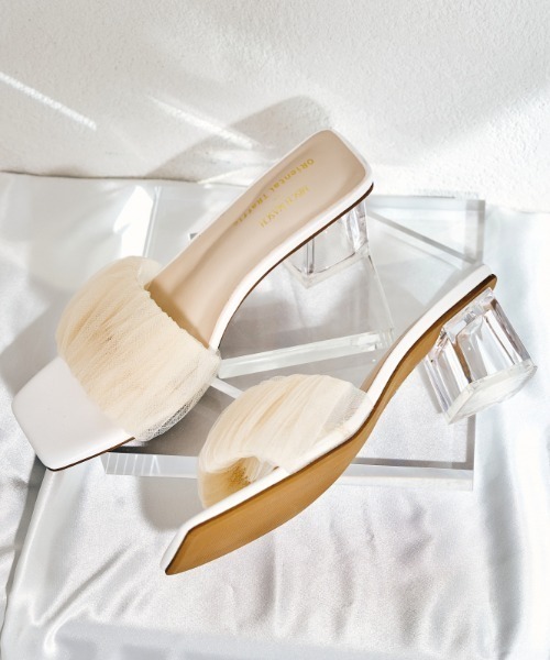 MISCH MASCH(ミッシュマッシュ)の「チュールクリアヒールサンダル/MO32201(サンダル・レディース・ベージュ/ブルー・L/M/S)」の1枚目の写真